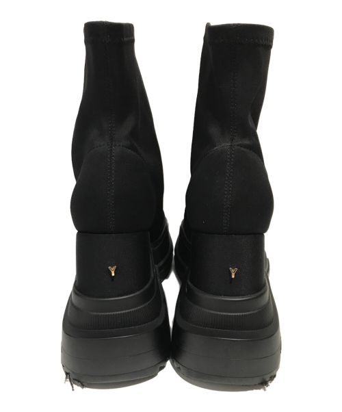 YELLO（イエロ）YELLO (イエロー) TOKYO BLACK WEDGE HEEL SHORT BOOTS ブラック サイズ:Sの古着・服飾アイテム