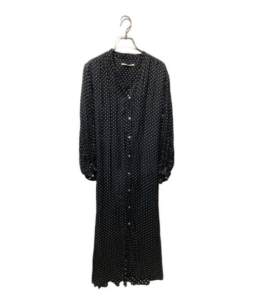 ne quittez pas（ヌキテパ）ne quittez pas (ヌキテパ) Modal Satin Dot Print Front Open Dress（モデルサテンドットプリントフロントオープンドレス） ホワイト×ブラック サイズ:FREEの古着・服飾アイテム