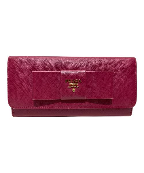 PRADA（プラダ）PRADA (プラダ) リボンZIP長財布 ピンクの古着・服飾アイテム