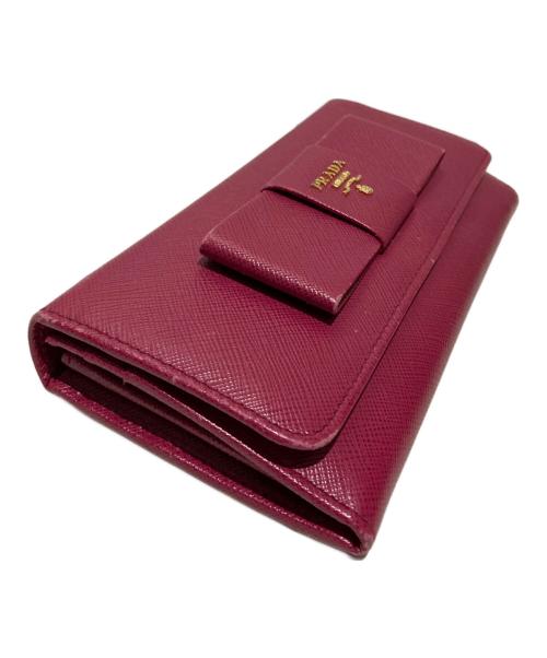 PRADA（プラダ）PRADA (プラダ) リボンZIP長財布 ピンクの古着・服飾アイテム