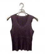 PLEATS PLEASEプリーツプリーズ）の古着「ドット柄ノースリーブカットソー」｜グレー×パープル