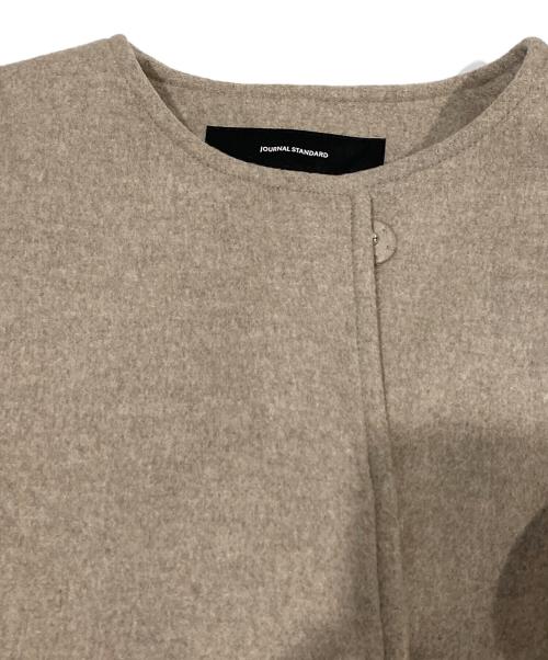 JOURNAL STANDARD（ジャーナルスタンダード）JOURNAL STANDARD (ジャーナルスタンダード) スーパー140ビーバーノーカラーコート ブラウン サイズ:36の古着・服飾アイテム