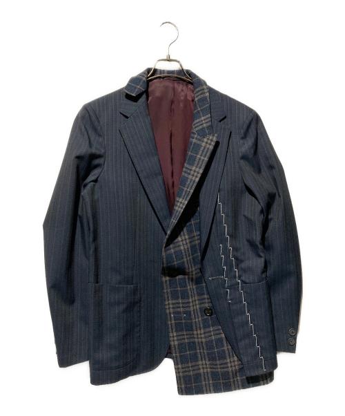 KOLOR（カラー）KOLOR (カラー) ドッキングテーラードジャケット ネイビー×グレー サイズ:2の古着・服飾アイテム