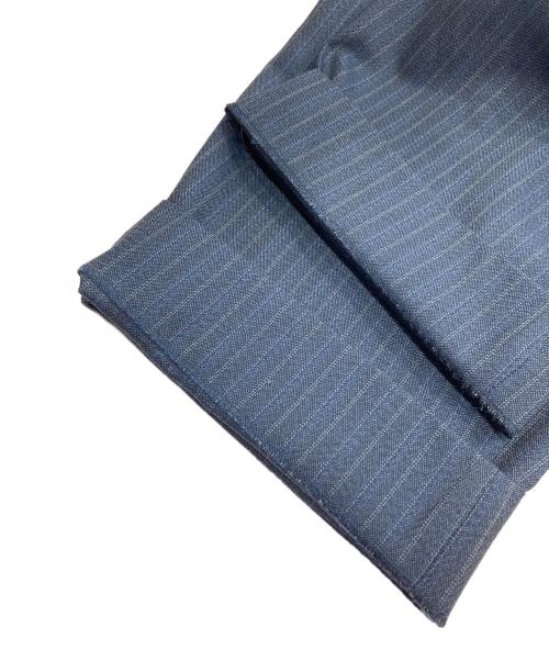 KOLOR（カラー）KOLOR (カラー) ウール ポリエステル タック テーパード ピンストライプ スラックス パンツ ネイビー×ブルー サイズ:1の古着・服飾アイテム