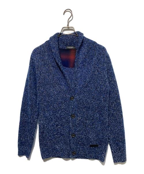 BLACK LABEL CRESTBRIDGE（ブラックレーベル クレストブリッジ）BLACK LABEL CRESTBRIDGE (ブラックレーベル クレストブリッジ) ショールカラーカーディガン ブルー サイズ:Ｍの古着・服飾アイテム
