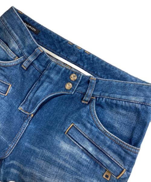BALMAIN（バルマン）BALMAIN (バルマン) イーグルボタンフライバイカーデニムパンツ インディゴ サイズ:36の古着・服飾アイテム