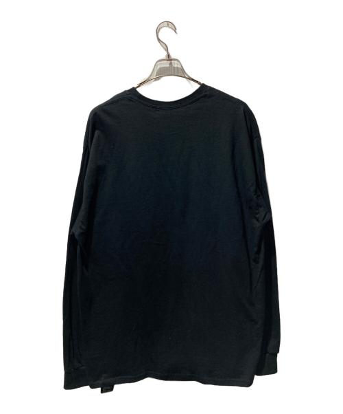 ALMOSTBLACK（オールモストブラック）ALMOSTBLACK (オールモストブラック) PRINT LONG T-SHIRTS ロング Tシャツ カットソー ホワイト×ブラック サイズ:2の古着・服飾アイテム