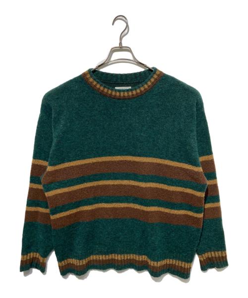 MATSUFUJI（マツフジ）MATSUFUJI (マツフジ) Border Knit ニット グリーン×ブラウン サイズ:3の古着・服飾アイテム