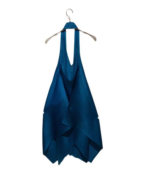PLEATS PLEASE（プリーツプリーズ）PLEATS PLEASE (プリーツプリーズ) ホルターネック プリーツ ワンピース ブルー サイズ:1の古着・服飾アイテム