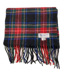 JOHNSTONS（ジョンストンズ）の古着「カシミヤチェックマフラー」｜レッド