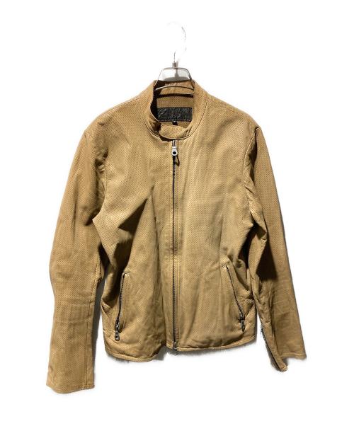 ISAMU KATAYAMA BACKLASH（イサムカタヤマ・バックラッシュ）ISAMU KATAYAMA BACKLASH (イサムカタヤマ・バックラッシュ) パンチング加工ゴートレザージャケット ベージュ サイズ:3の古着・服飾アイテム