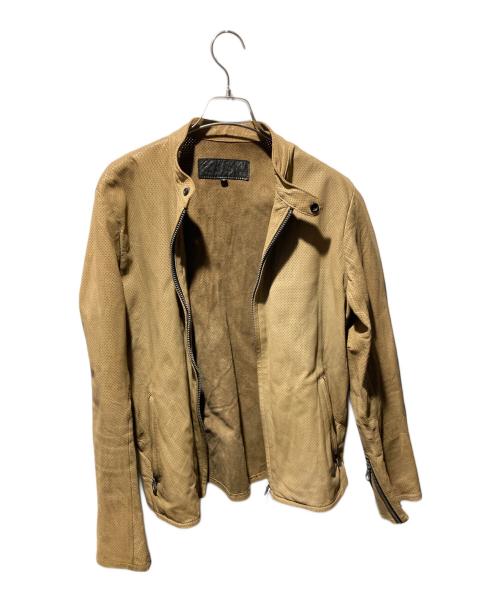 ISAMU KATAYAMA BACKLASH（イサムカタヤマ・バックラッシュ）ISAMU KATAYAMA BACKLASH (イサムカタヤマ・バックラッシュ) パンチング加工ゴートレザージャケット ベージュ サイズ:3の古着・服飾アイテム