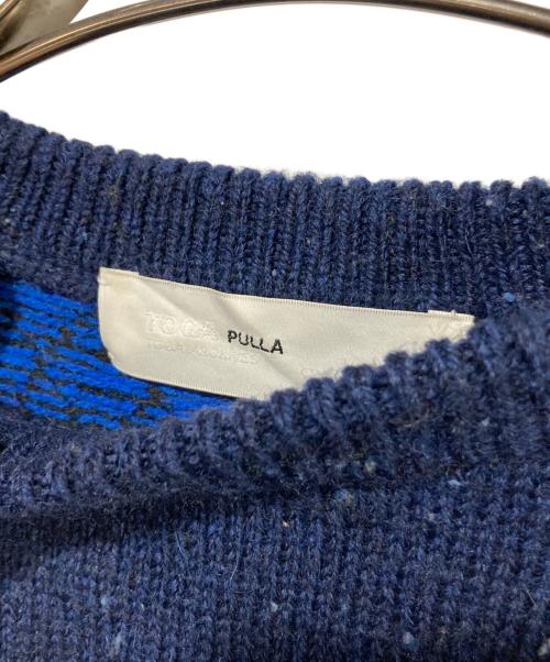 TOGA PULLA（トーガ プルラ）TOGA PULLA (トーガ プルラ) ジャガードニットプルオーバー パワーショルダー ブラウン×ブルー サイズ:36の古着・服飾アイテム