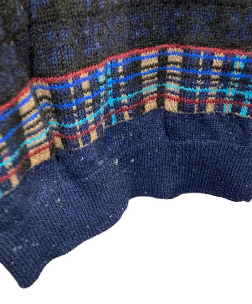 TOGA PULLA（トーガ プルラ）TOGA PULLA (トーガ プルラ) ジャガードニットプルオーバー パワーショルダー ブラウン×ブルー サイズ:36の古着・服飾アイテム