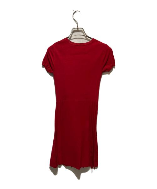 RED VALENTINO（レッドヴァレンティノ）RED VALENTINO (レッドヴァレンティノ) 半袖ニットワンピース レッド サイズ:ＸＳの古着・服飾アイテム