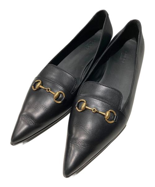 GUCCI（グッチ）GUCCI (グッチ) ポインテッドホースビットローファー ブラック サイズ:361/2の古着・服飾アイテム