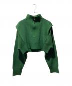 UN3D.アンスリード）の古着「ジップネックショートニットトップ」｜グリーン