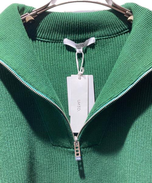 UN3D.（アンスリード）UN3D. (アンスリード) ジップネックショートニットトップ グリーン サイズ:36の古着・服飾アイテム