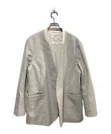 VERMEIL par iena（ヴェルメイユ パー イエナ）の古着「woolピンストライプノーカラーJK」｜グレー