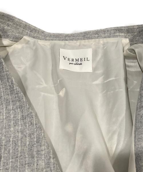 VERMEIL par iena（ヴェルメイユ パー イエナ）VERMEIL par iena (ヴェルメイユ パー イエナ) woolピンストライプノーカラーJK グレー サイズ:38の古着・服飾アイテム