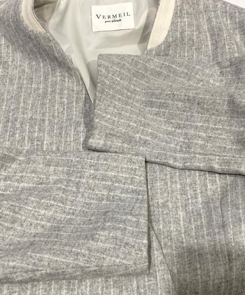 VERMEIL par iena（ヴェルメイユ パー イエナ）VERMEIL par iena (ヴェルメイユ パー イエナ) woolピンストライプノーカラーJK グレー サイズ:38の古着・服飾アイテム