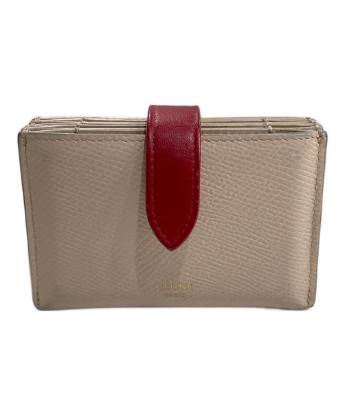 CELINE（セリーヌ）CELINE (セリーヌ) アコーディオ カード ホルダー ピンク×レッドの古着・服飾アイテム