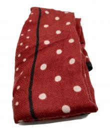 manipuri（マニプリ）の古着「ウールシルクストールヘリンボーン織120 ジオメドット」｜ホワイト×レッド