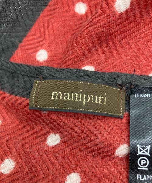 manipuri（マニプリ）manipuri (マニプリ) ウールシルクストールヘリンボーン織120 ジオメドット ホワイト×レッドの古着・服飾アイテム