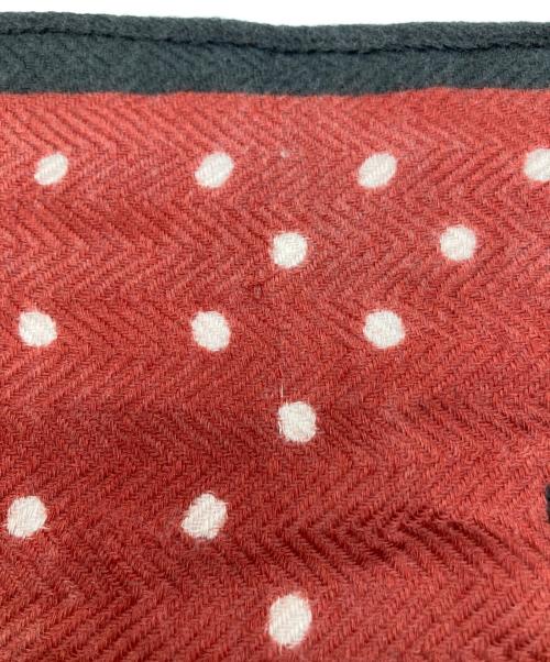 manipuri（マニプリ）manipuri (マニプリ) ウールシルクストールヘリンボーン織120 ジオメドット ホワイト×レッドの古着・服飾アイテム