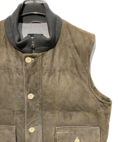 Cinquanta（チンクワンタ）Cinquanta (チンクワンタ) スウェードダウンベスト ブラウン サイズ:50の古着・服飾アイテム