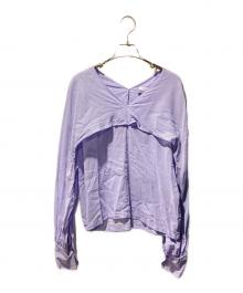 CINOH（チノ）の古着「COTTON ORGANDIE V NECK BLOUSE」｜ラベンダー
