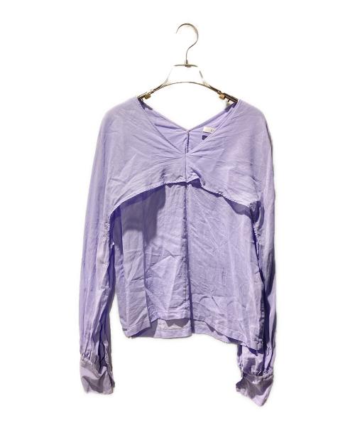 CINOH（チノ）CINOH (チノ) COTTON ORGANDIE V NECK BLOUSE ラベンダー サイズ:38の古着・服飾アイテム