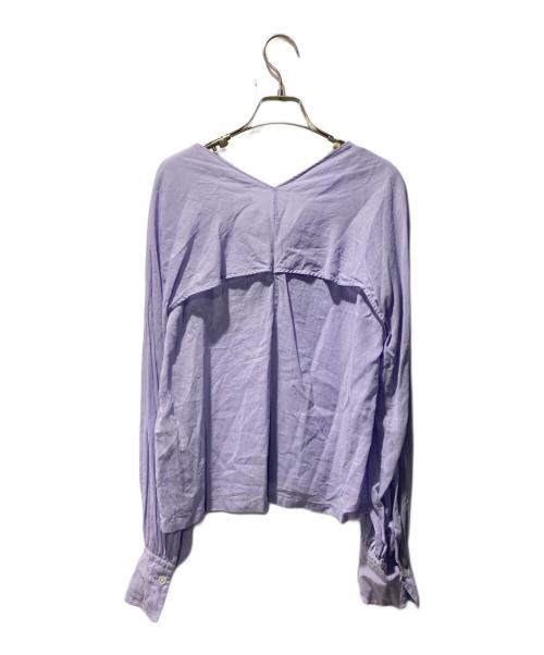 CINOH（チノ）CINOH (チノ) COTTON ORGANDIE V NECK BLOUSE ラベンダー サイズ:38の古着・服飾アイテム