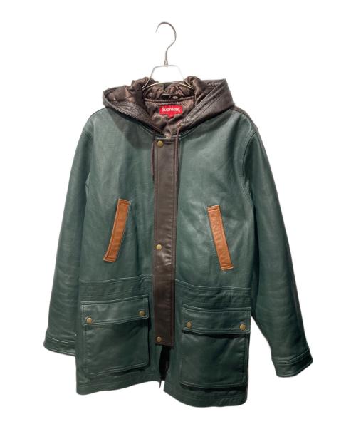 SUPREME（シュプリーム）Supreme (シュプリーム) 14AW HOODED LEATHER PARKA フーデット レザー パーカー ジャケット グリーン サイズ:Lの古着・服飾アイテム