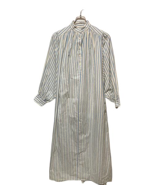 TEN（テン）TEN (テン) Ron Herman (ロンハーマン) カフタンドレスストライプシャツワンピース ブルー×ベージュ サイズ:FREEの古着・服飾アイテム