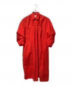 ENFOLDエンフォルド）の古着「TACK SLEEVE SHIRTS DRESS ドレス ワンピース」｜レッド
