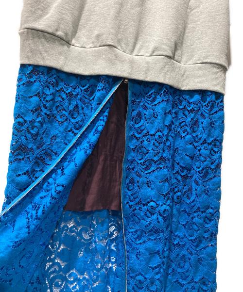 SueUNDERCOVER（スーアンダーカバー）SueUNDERCOVER (スーアンダーカバー) レース切替半袖SWロングワンピース ブルー×グレー サイズ:1の古着・服飾アイテム
