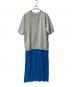 SueUNDERCOVER（スーアンダーカバー）の古着「レース切替半袖SWロングワンピース」｜ブルー×グレー