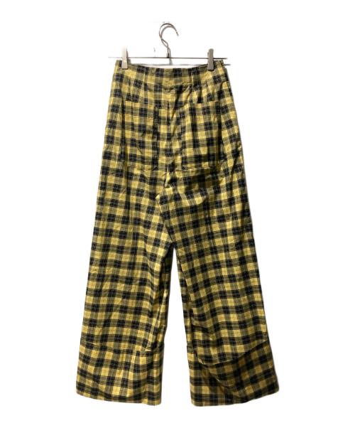 ENFOLD（エンフォルド）ENFOLD (エンフォルド) SCOTチェック WIDE ROLL UP TROUSERS ブラック×イエロー サイズ:36の古着・服飾アイテム