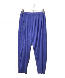 PLEATS PLEASE（プリーツプリーズ）の古着「ネップ加工プリーツパンツ」｜スカイブルー