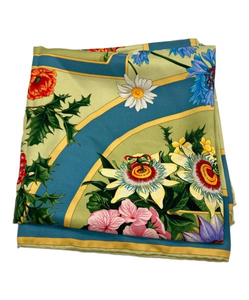 GUCCI（グッチ）GUCCI (グッチ) 花柄 大判スカーフ ブルーの古着・服飾アイテム