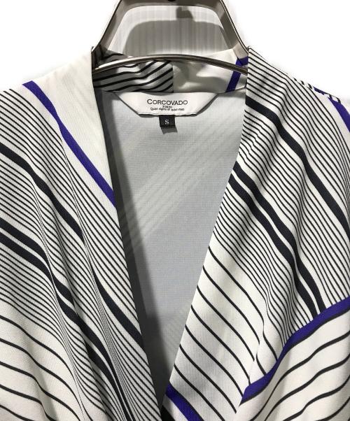 CORCOVADO（コルコバード）CORCOVADO (コルコバード) マキシ丈フレアワンピース ブルー×ホワイト サイズ:Sの古着・服飾アイテム