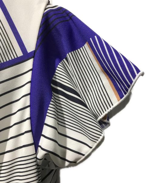 CORCOVADO（コルコバード）CORCOVADO (コルコバード) マキシ丈フレアワンピース ブルー×ホワイト サイズ:Sの古着・服飾アイテム