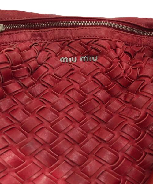 MIU MIU（ミュウミュウ）MIU MIU (ミュウミュウ) イントレチャートハンドバッグ レッドの古着・服飾アイテム
