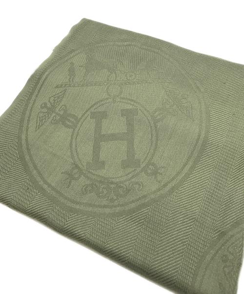 HERMES（エルメス）HERMES (エルメス) カシミヤシルクジャガードマフラー グリーンの古着・服飾アイテム