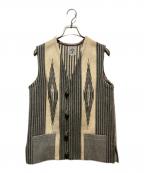 ORTEGA'sオルテガ）の古着「ストライプ柄 チマヨ ベスト」｜グレー×ベージュ