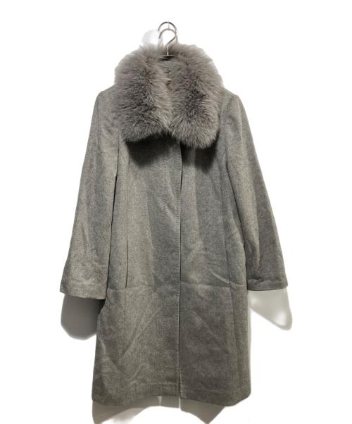 BALMAIN（バルマン）BALMAIN (バルマン) フォックスファーカシミヤ100%コート グレー サイズ:11の古着・服飾アイテム