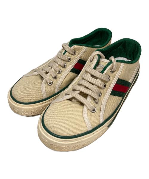 GUCCI（グッチ）GUCCI (グッチ) ローカットスニーカー グリーン×ベージュ サイズ:37の古着・服飾アイテム