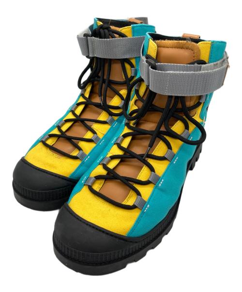 LOEWE（ロエベ）LOEWE (ロエベ) カラーブロックトレッキングブーツ イエロー×グリーン サイズ:42の古着・服飾アイテム