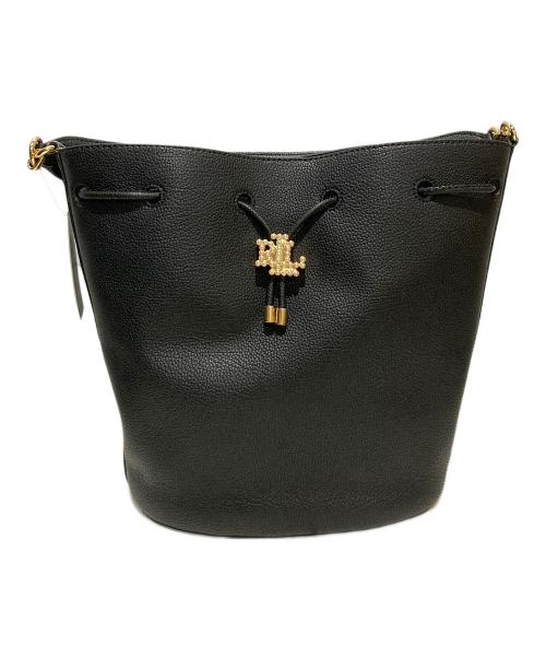 LAUREN RALPH LAUREN（ローレンラルフローレン）LAUREN RALPH LAUREN (ローレンラルフローレン) バケツ型 ワンショルダーバッグ/Andie Drawstring Black Leather Bucket Shoulder Bag ブラック 未使用品の古着・服飾アイテム
